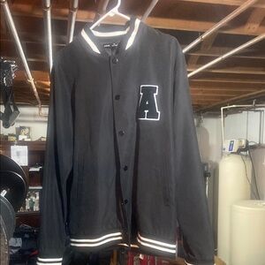 Black Varsity Jacket with White Trim